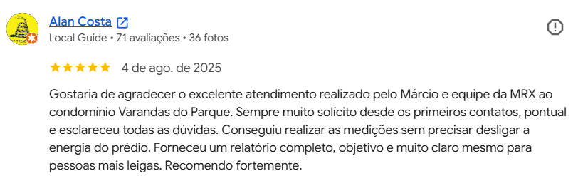 Avaliação de cliente da MRX no Google — 6